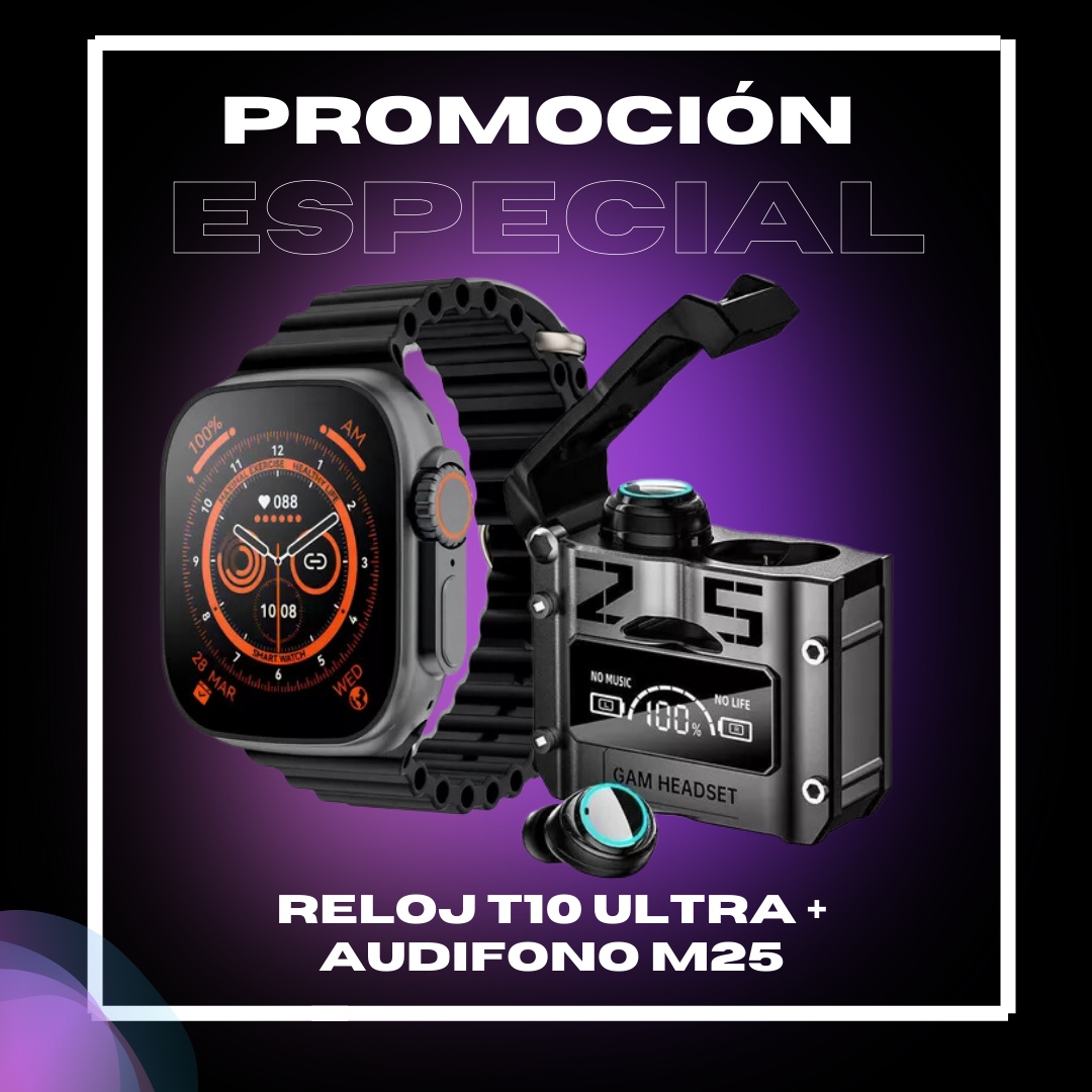 SMART WATCH T10 ULTRA + AUDIFONOS M25 ARGYSHOP ARGYSHOP Halloween.