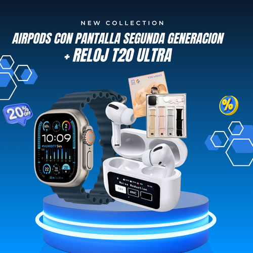 AIRPODS CON PANTALLA 2G+SMART WATCH T20 ARGYSHOP ARGYSHOP Halloween.